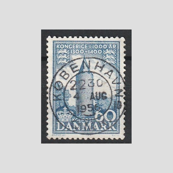 FRIMRKER DANMARK | 1953-56 - AFA 350 - Kongeriget 1000 r - 60 re bl - Pragt Stemplet "KBENHAVN"