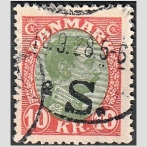 FRIMRKER DANMARK | 1927-28 - AFA 177 - Chr. X 10 Kr. rd/grn - Stemplet