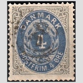 FRIM�RKER DANMARK | 1875 - AFA 23a - 4 �re gr�/ultramarin - Stemplet