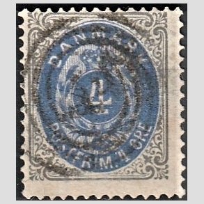 FRIM�RKER DANMARK | 1875 - AFA 23a - 4 �re gr�/ultramarin - Stemplet
