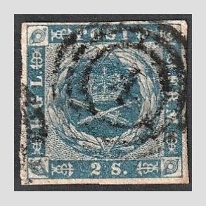 FRIMRKER DANMARK | 1854-57 - AFA 3 - 2 Skilling bl - Stemplet