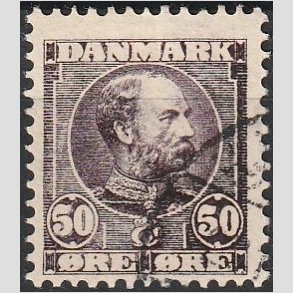 FRIMRKER DANMARK | 1904-05 - AFA 50 - Chr. IX 50 re lilla - Stemplet
