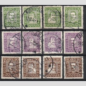 FRIM�RKER DANMARK | 1924 - AFA 132-143 - Postjubil�um i komplet s�t - Stemplet