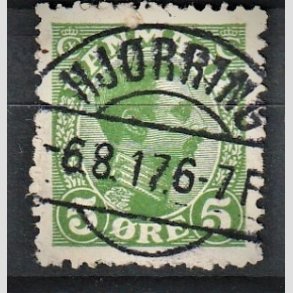 FRIMRKER DANMARK | 1913 - AFA 68 - Chr. X 5 re grn (1K) - Pragt Stemplet 