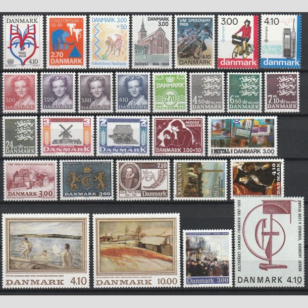 FRIMRKER DANMARK | 1988 - AFA 894-922 - Komplet rgang - Postfrisk