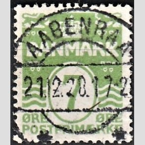 FRIM�RKER DANMARK | 1926-30 - AFA 167 - B�lgelinie 7 �re lysgr�n - Lux Stemplet 