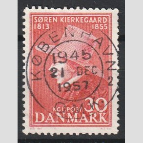 FRIM�RKER DANMARK | 1955 - AFA 365 - S�ren Kierkeghaard - 30 �re r�d - Pragt Stemplet K�benhavn