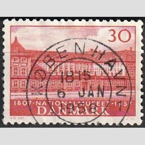 FRIM�RKER DANMARK | 1957 - AFA 370 - Nationalmuseets 150 �r - 30 �re r�d - Pragt Stemplet