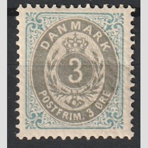 FRIM�RKER DANMARK | 1875 - AFA 22 - 3 �re bl�/gr� - Postfrisk