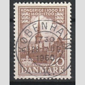 FRIM�RKER DANMARK | 1953-56 - AFA 353 - Kongeriget 1000 �r - 20 �re brun - Pragt Stemplet 