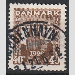 FRIM�RKER DANMARK | 1920-21 - AFA 114 - Genforening 40 �re brun - Stemplet 