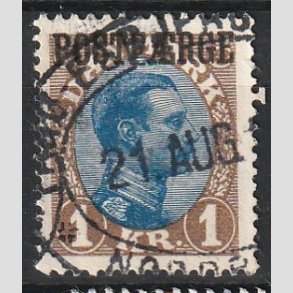 FRIMRKER DANMARK | 1922-26 - AFA 8a - 1 Kr. brun/bl type II - Stemplet
