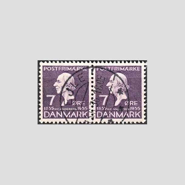 FRIMRKER DANMARK | 1935 - AFA 224 - H. C. Andersen 7 re lilla i par - Lux Stemplet "VEJLE"