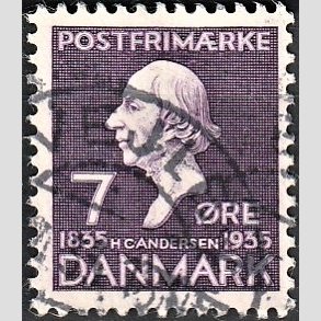 FRIM�RKER DANMARK | 1935 - AFA 224 - H. C. Andersen 7 �re lilla - Lux Stemplet 