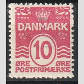 FRIM�RKER DANMARK | 1912 - AFA 65 - B�lgelinie 10 �re karminrosa - Postfrisk