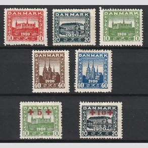 FRIM�RKER DANMARK | 1920-21 - AFA 112,113,114 mv. - Genforening i komplet s�t incl. r�de kors - Ubrugt