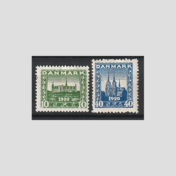 FRIMRKER DANMARK | 1921 - AFA 115,116 - Genforening 10 re grn + 40 re bl - Ubrugt