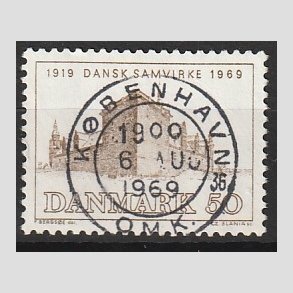 FRIM�RKER DANMARK | 1969 - AFA 483 - Dansk Samvirke 50 �r - 50 �re gr�brun - Pragt Stemplet