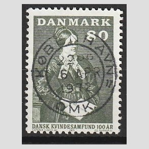 FRIM�RKER DANMARK | 1971 - AFA 509 - Dansk Kvindesamfund 100 �r - 80 �re gr�gr�n - Pragt Stemplet