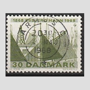 FRIM�RKER DANMARK | 1968 - AFA 469 - Esbjerg Havn 100 �r - 30 �re gr�n - Pragt Stemplet �rhus C