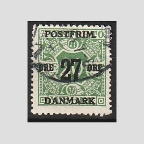 FRIMRKER DANMARK | 1918 - AFA 90 - 27 re/20 re grn provisorium - Stemplet