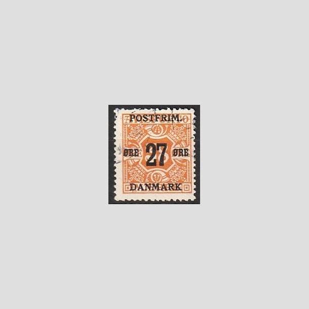 FRIMRKER DANMARK | 1918 - AFA 92 - 27 re/38 re orange provisorium - Stemplet