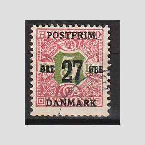 FRIMRKER DANMARK | 1918 - AFA 96 - 27 re/5 Kr. rd/grn provisorium - Stemplet