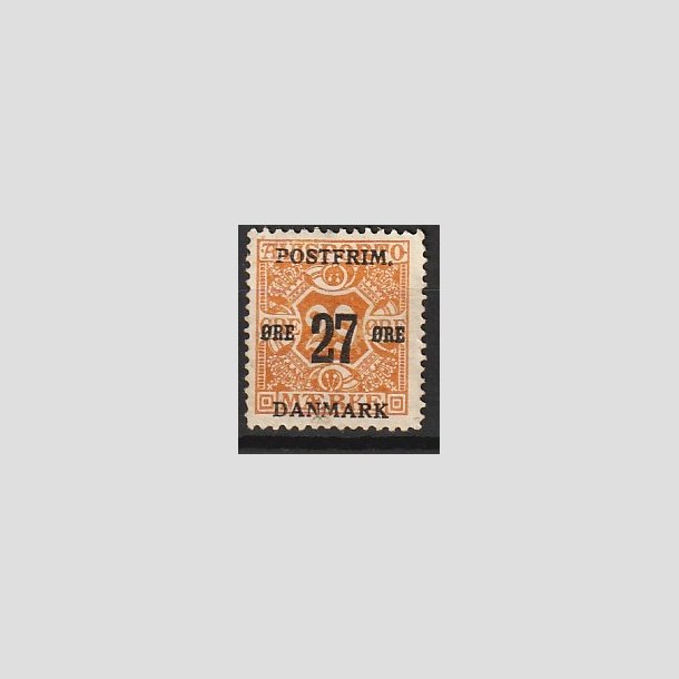 FRIMRKER DANMARK | 1918 - AFA 91 - 27 re/29 re orange provisorium - Ubrugt