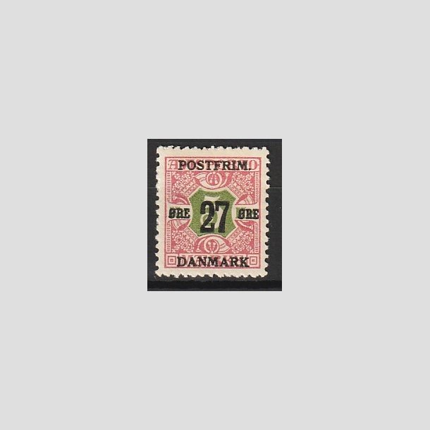 FRIMRKER DANMARK | 1918 - AFA 96 - 27 re/5 Kr. rd/grn - Ubrugt