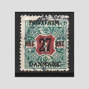 FRIMRKER DANMARK | 1918 - AFA 95 - 27 re/1 Kr. blgrn/rd - Stemplet