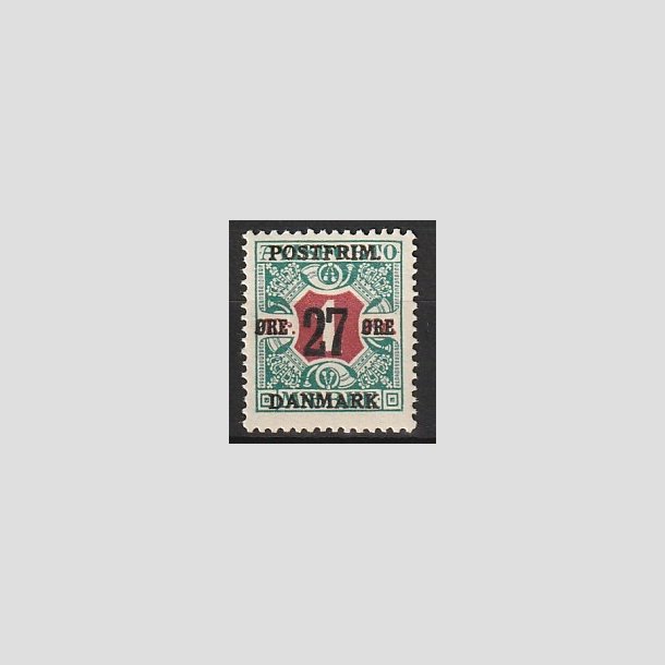 FRIMRKER DANMARK | 1918 - AFA 95 - 27 re/1 Kr. blgrn/rd - Postfrisk