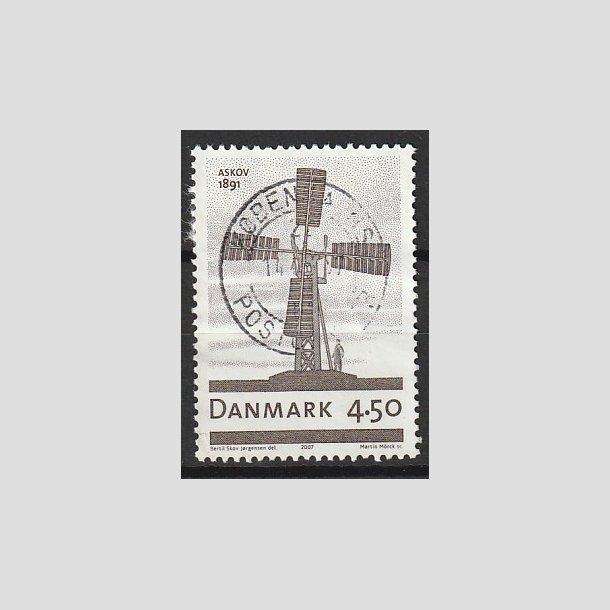 FRIMRKER DANMARK | 2007 - AFA 1492 - Danske vindmller - 4,50 Kr. Mllen i Anskov - Pragt Stemplet