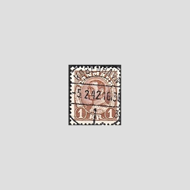 FRIMRKER DANMARK | 1934 - AFA 211 - Chr. X 1 Kr. brun - Pragt Stemplet "KBENHAVN"