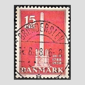 FRIM�RKER DANMARK | 1938 - AFA 244 - Stavnsb�ndet 15 �re r�d - Lux Stemplet 