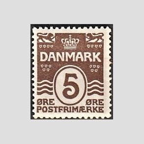 FRIM�RKER DANMARK | 1921-22 - AFA 122 - B�lgelinie 5 �re brun - Postfrisk