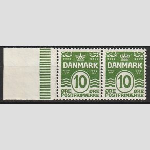 FRIMRKER DANMARK | 1921-22 - AFA 124 - Blgelinie 10 re grn i par - Postfrisk