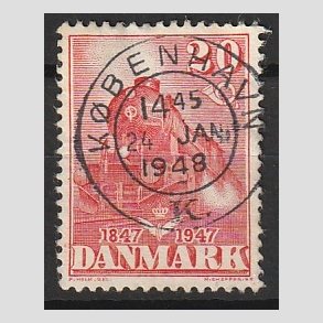 FRIMRKER DANMARK | 1947 - AFA 303 - Danske jernbane 100 r - 20 re rd - Lux Stemplet