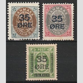 FRIMRKER DANMARK | 1912  - AFA 60,61,62 - 35 res Provisorier i komplet st - Ubrugt