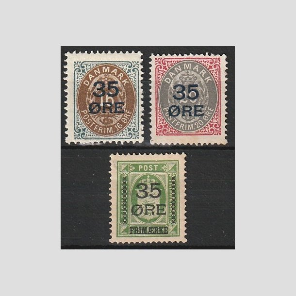 FRIMRKER DANMARK | 1912  - AFA 60,61,62 - 35 res Provisorier i komplet st - Ubrugt