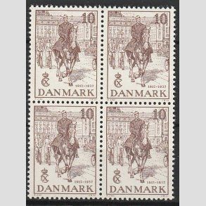 FRIMRKER DANMARK | 1937 - AFA 240 - Chr. X 25 re jubilum 10 re brun i Fire-blok - Postfrisk