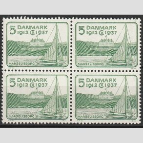 FRIMRKER DANMARK | 1937 - AFA 239 - Chr. X 25 re jubilum 5 re grn i Fire-blok - Postfrisk