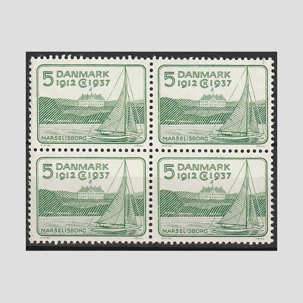 FRIMRKER DANMARK | 1937 - AFA 239 - Chr. X 25 re jubilum 5 re grn i Fire-blok - Postfrisk