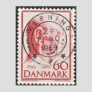 FRIM�RKER DANMARK | 1969 - AFA 481 - Fredrik IX 70 �r - 60 �re r�d - Pragt Stemplet