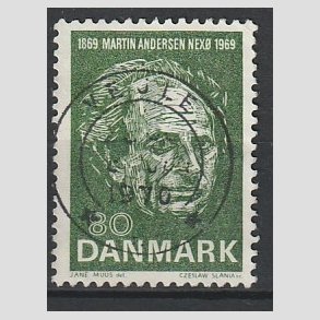 FRIM�RKER DANMARK | 1969 - AFA 485 - Martin Andersen Nex� - 80 �re gr�n - Pragt Stemplet Vejle
