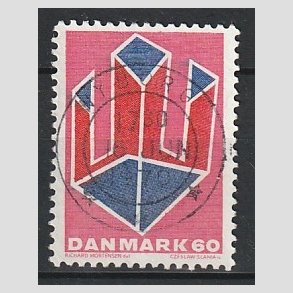 FRIM�RKER DANMARK | 1969 - AFA 489 - Non-figurativ tegning - 60 �re lillar�d/r�d/bl� - Pragt Stemplet Nyborg