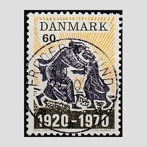 FRIM�RKER DANMARK | 1970 - AFA 499 - Nordslesvigs genforening 50 �r - 60 �re m�rkgr�/violet/gul - Pragt Stemplet