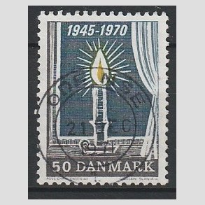 FRIM�RKER DANMARK | 1970 - AFA 496 - Danmark bes�ttelses oph�r 25 �r - 50 �re brun/gul/gr� - Pragt Stemplet