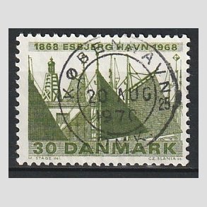 FRIM�RKER DANMARK | 1968 - AFA 469 - Esbjerg havn 100 �r - 30 �re gr�n - Pragt Stemplet