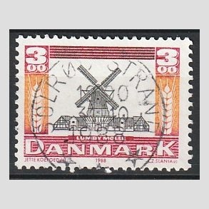 FRIM�RKER DANMARK | 1988 - AFA 919 - Gamle m�ller - 3,00 Kr. r�d/orange/sort - Pragt Stemplet