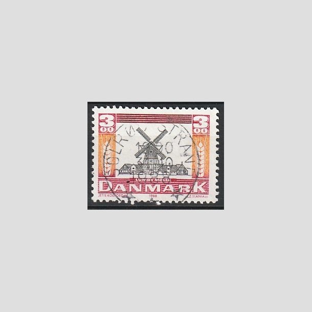 FRIMRKER DANMARK | 1988 - AFA 919 - Gamle mller - 3,00 Kr. rd/orange/sort - Pragt Stemplet